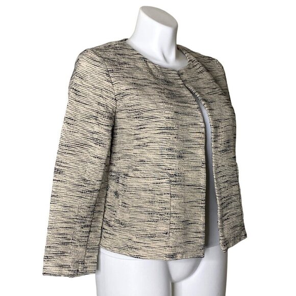 Eileen Fisher Handwoven Organic Cotton Furrows Natural Cropped Jacket, Size L - Picture 4 of 11